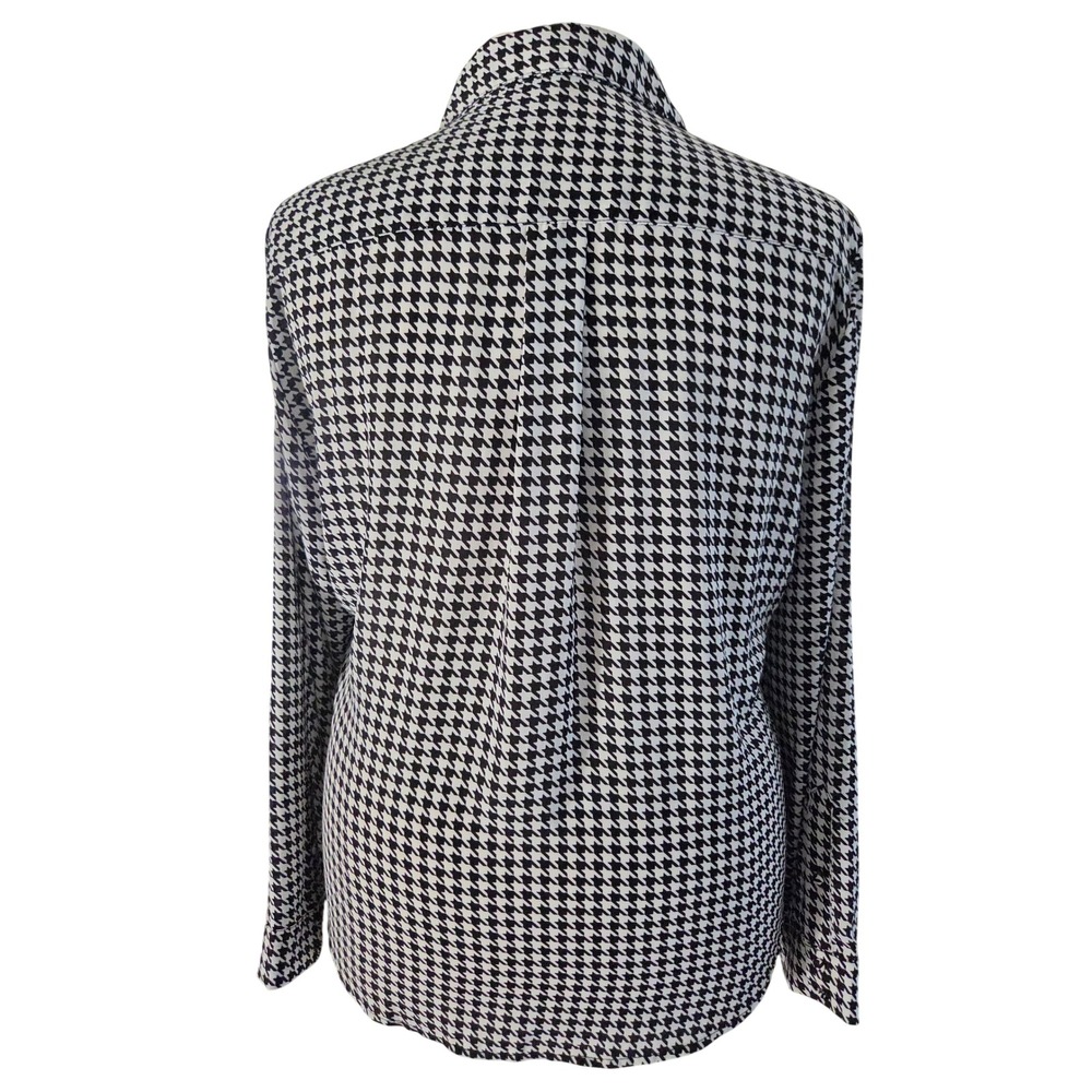Torrid Womens Plus Size 3 Black White Houndstooth Button Down Blouse Long Sleeve - Picture 5 of 8